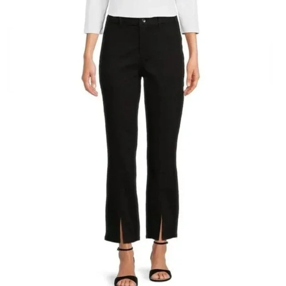 J. Mclaughlin -1302 NWT Rainey Black Split‎ Hem Cropped Pants Womens Size 14